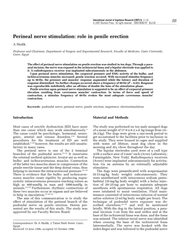 Perineal Nerve Stimulation: Role in Penile Erection