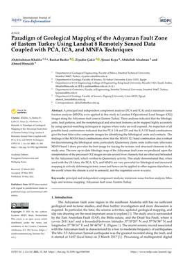 Paradigm of Geological Mapping of the Adıyaman Fault Zone of Eastern Turkey Using Landsat 8 Remotely Sensed Data Coupled with PCA, ICA, and MNFA Techniques
