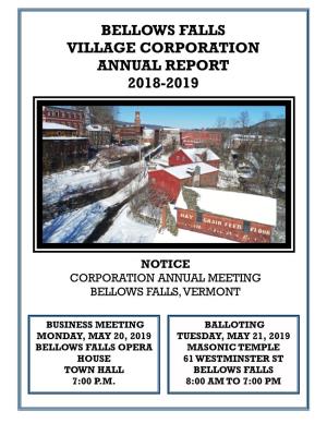 Bellows Falls Village Corporation Annual Report 2018-2019