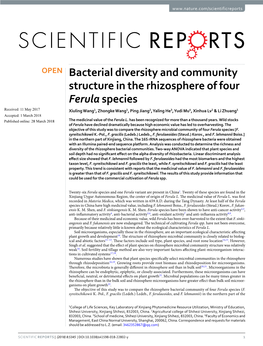 Bacterial Diversity and Community Structure in the Rhizosphere of Four Ferula Species