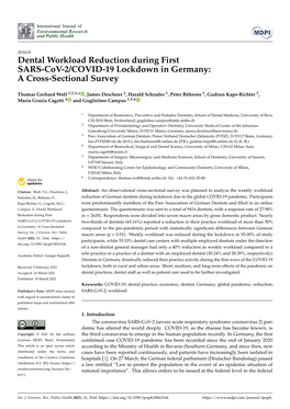 Dental Workload Reduction During First SARS-Cov-2/COVID-19 Lockdown in Germany: a Cross-Sectional Survey