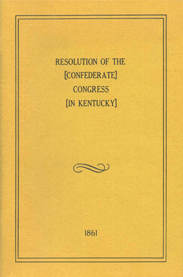 Confederate] Congress [In Kentucky]