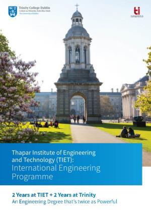 International Engineering Programme with Thapar Institute of Technology