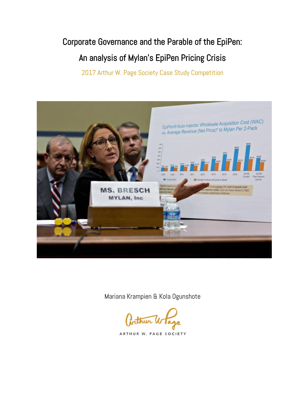 An Analysis of Mylan's Epipen Pricing Crisis