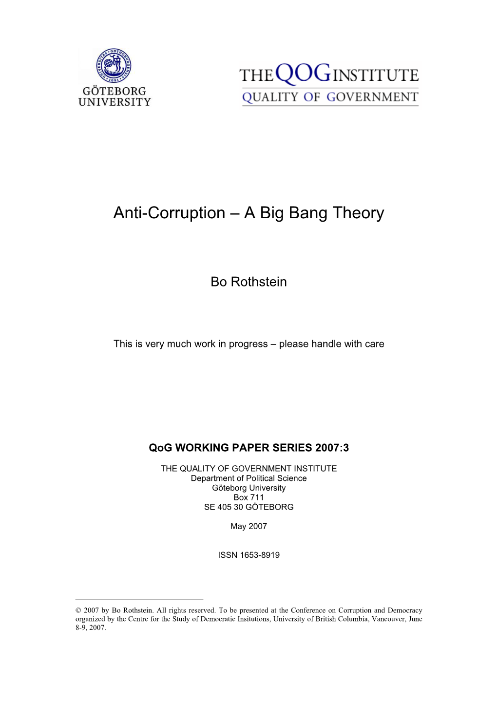 Anti-Corruption – a Big Bang Theory