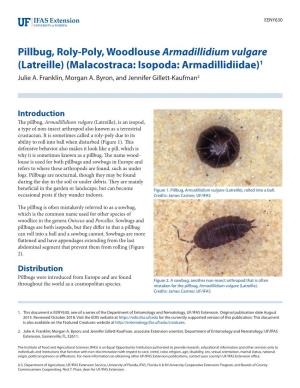 Pillbug, Roly-Poly, Woodlouse Armadillidium Vulgare (Latreille) (Malacostraca: Isopoda: Armadillidiidae)1 Julie A
