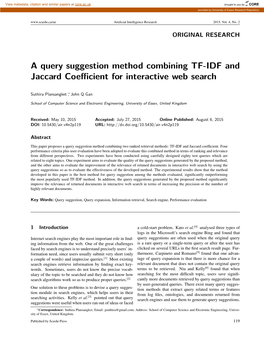 A Query Suggestion Method Combining TF-IDF and Jaccard Coeﬃcient for Interactive Web Search