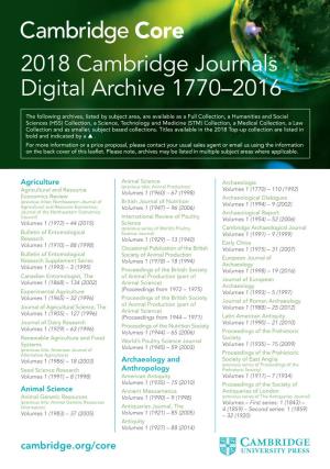 2018 Cambridge Journals Digital Archive 1770–2016