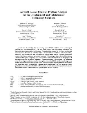 Aircraft Loss of Control: Problem Analysis for the Development and Validation of Technology Solutions