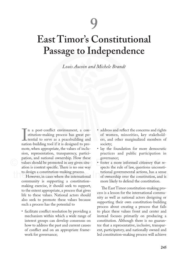 East Timor's Constitutional Passage to Independence © Copyright by The