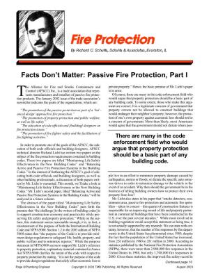 Passive Fire Protection, Part I