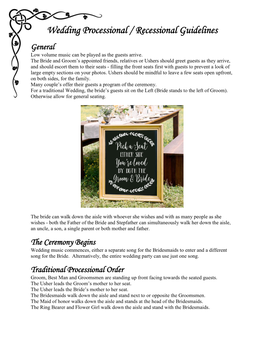 Wedding Processional Recessional Guidelines