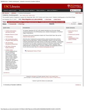 Celebrity Autobiography - Libguides at University of Southern California