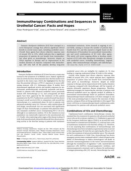 Immunotherapy Combinations and Sequences in Urothelial Cancer: Facts and Hopes Alejo Rodriguez-Vida1, Jose Luis Perez-Gracia2, and Joaquim Bellmunt1,3