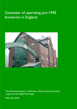 Gazetteer of Operating Pre-1940 Breweries in England