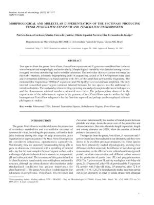 Morphological and Molecular Differentiation of the Pectinase Producing Fungi Penicillium Expansum and Penicillium Griseoroseum