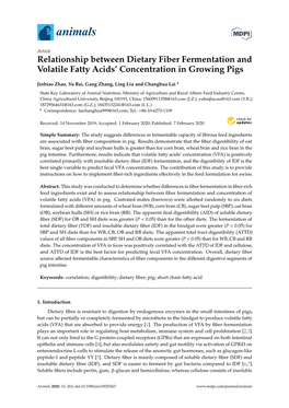 Relationship Between Dietary Fiber Fermentation and Volatile Fatty Acids’ Concentration in Growing Pigs