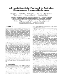 A Dynamic Compilation Framework for Controlling Microprocessor Energy and Performance