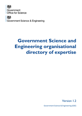 Government Science and Engineering Organisational Directory of Expertise