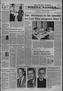 Sen. Montoya to Be Speaker on Law Day Program May 1