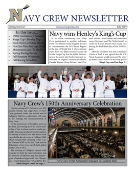 Navy Crew Newsletter Page 2 150Th Banquet Story Cont’D