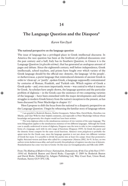 14 the Language Question and the Diaspora*