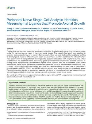Peripheral Nerve Single-Cell Analysis Identifies Mesenchymal Ligands That Promote Axonal Growth