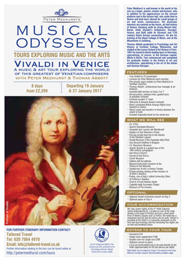 Vivaldi in Venice Architecture, Specialising in the Art of the Italian and German Baroque