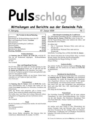Mitteilungen Und Berichte Aus Der Gemeinde Puls 9
