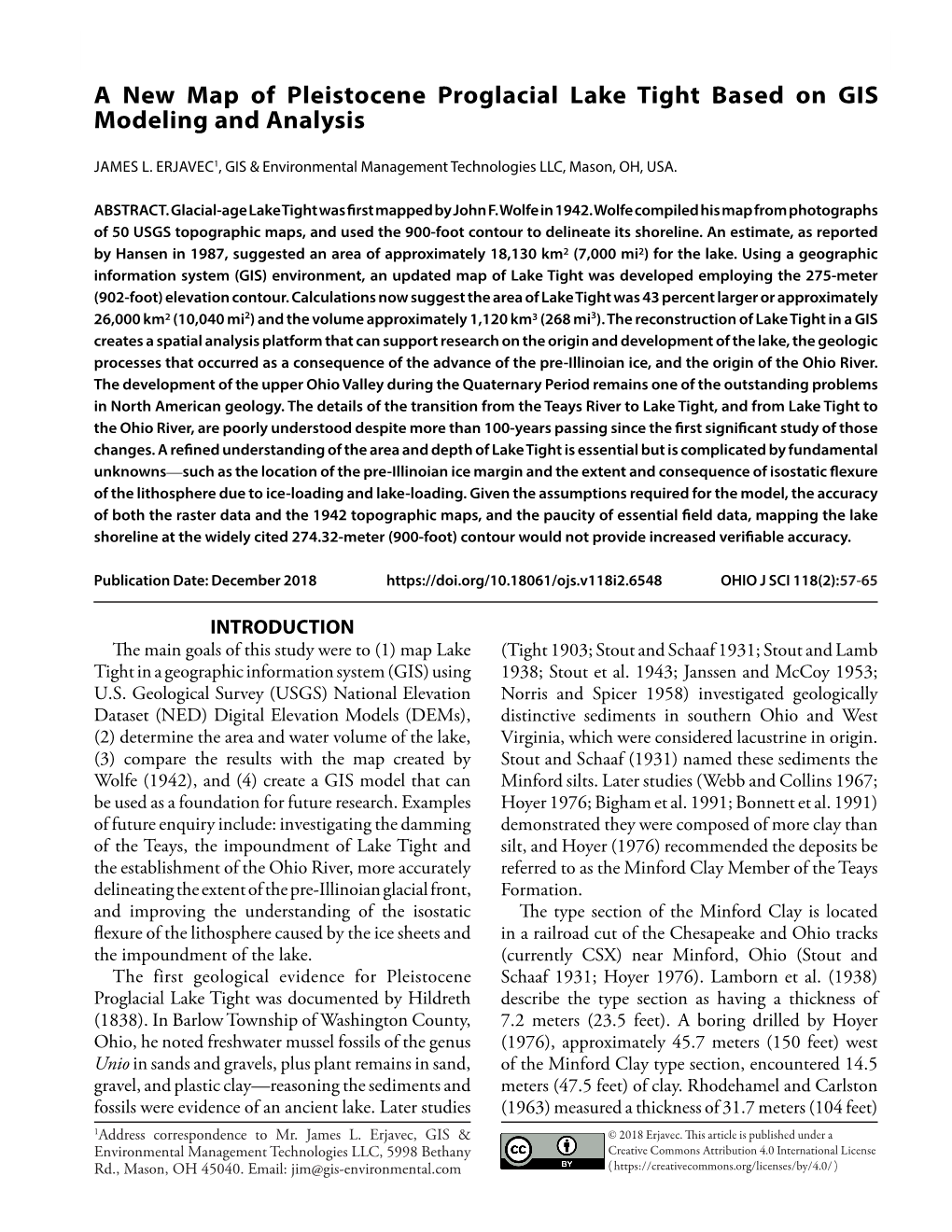 A New Map of Pleistocene Proglacial Lake Tight Based on GIS Modeling and Analysis