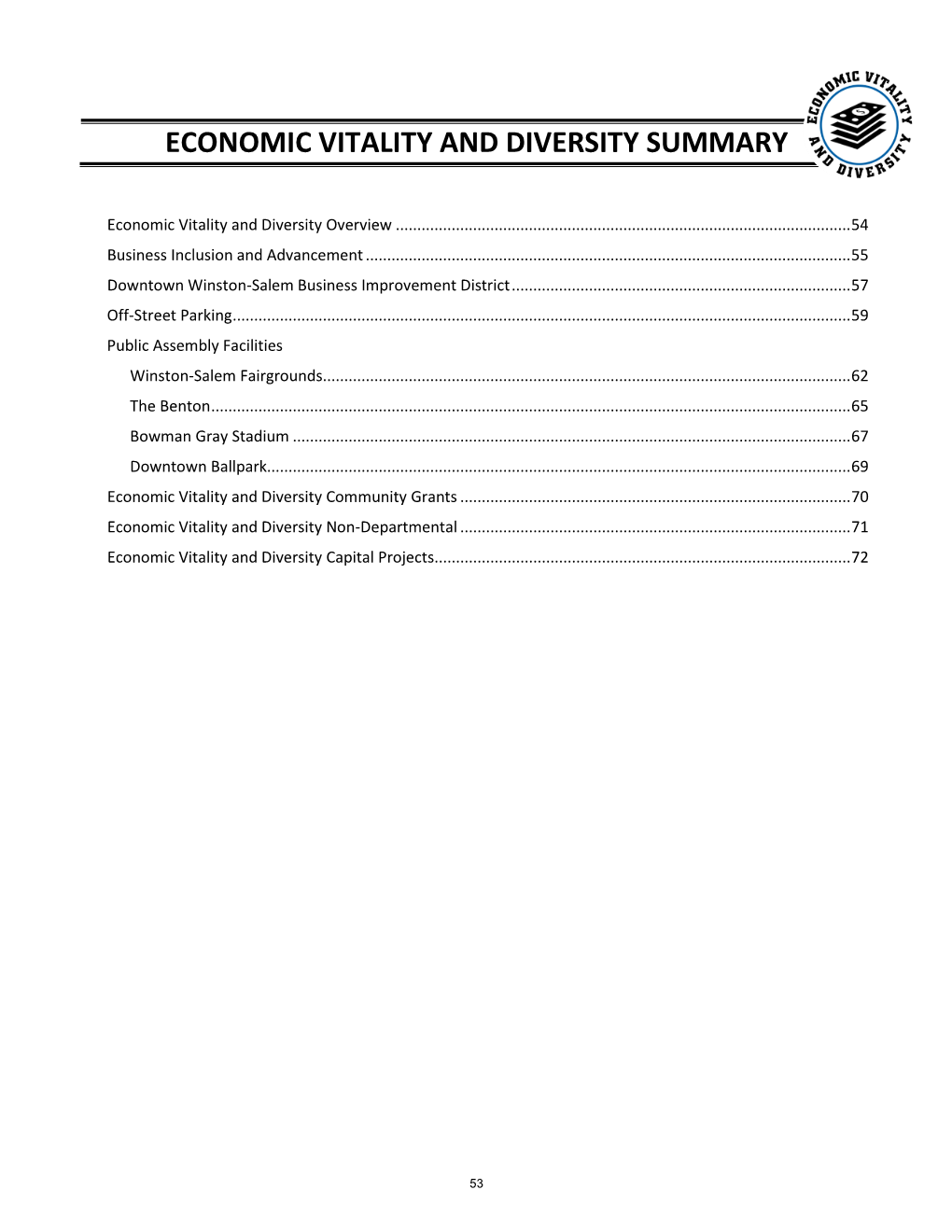 Economic Vitality and Diversity Summary