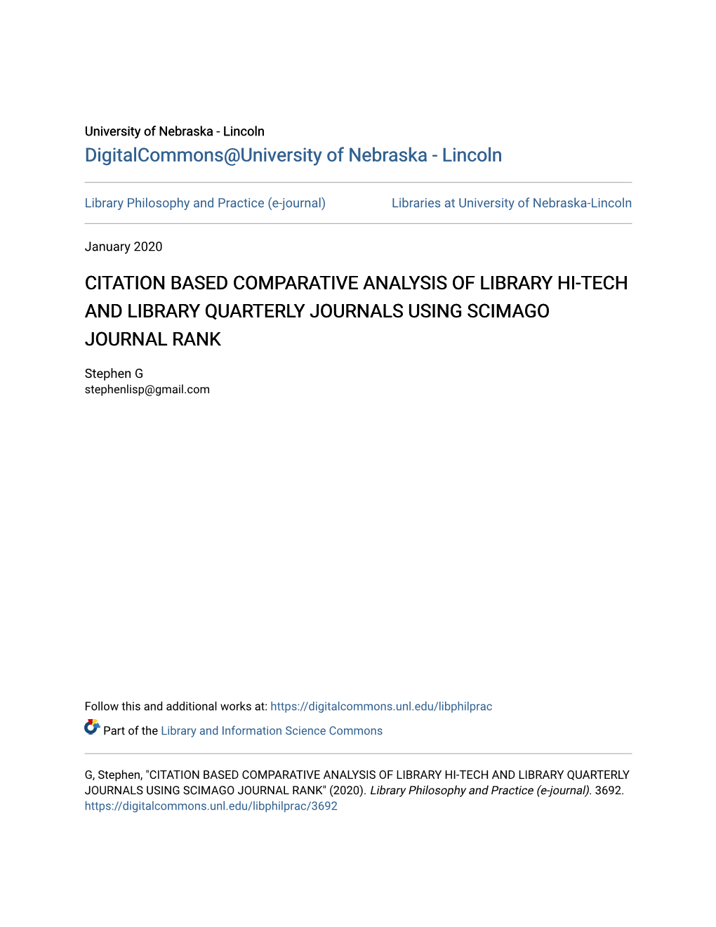 Citation Based Comparative Analysis of Library Hi-Tech and Library Quarterly Journals Using Scimago Journal Rank