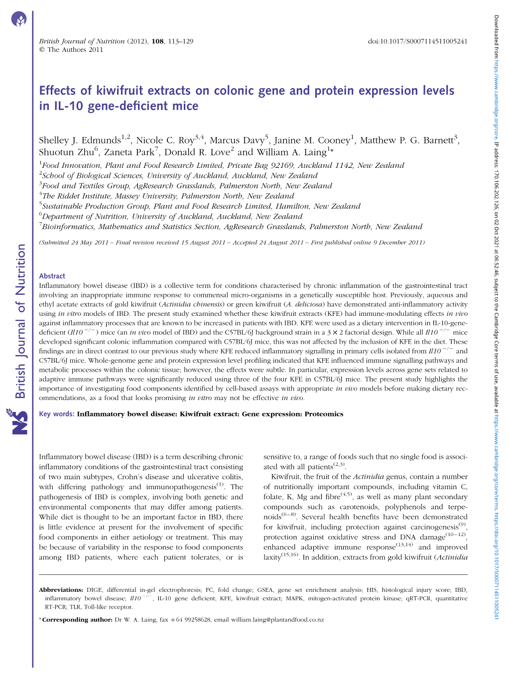 British Journal of Nutrition (2012), 108, 113–129 Doi:10.1017/S0007114511005241 Q the Authors 2011