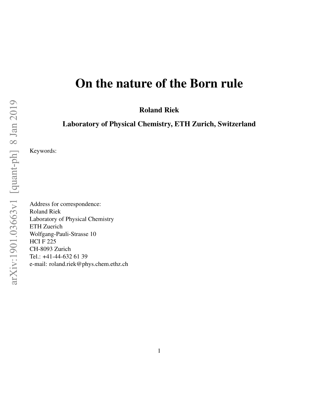 On the Nature of the Born Rule