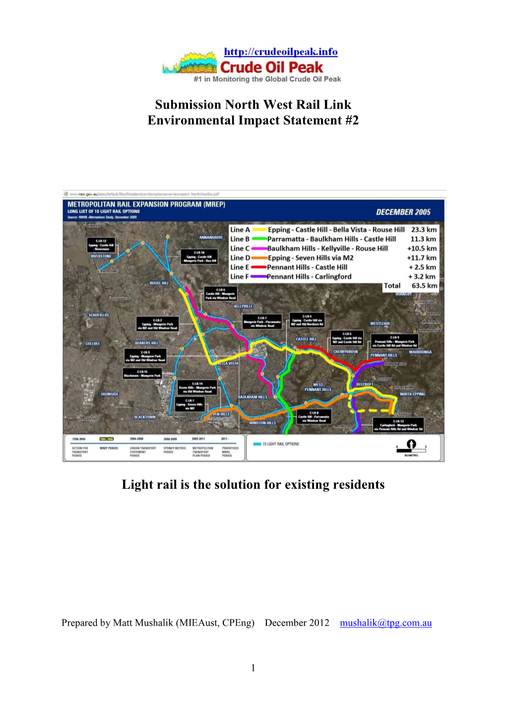 Submission North West Rail Link Environmental Impact Statement #2