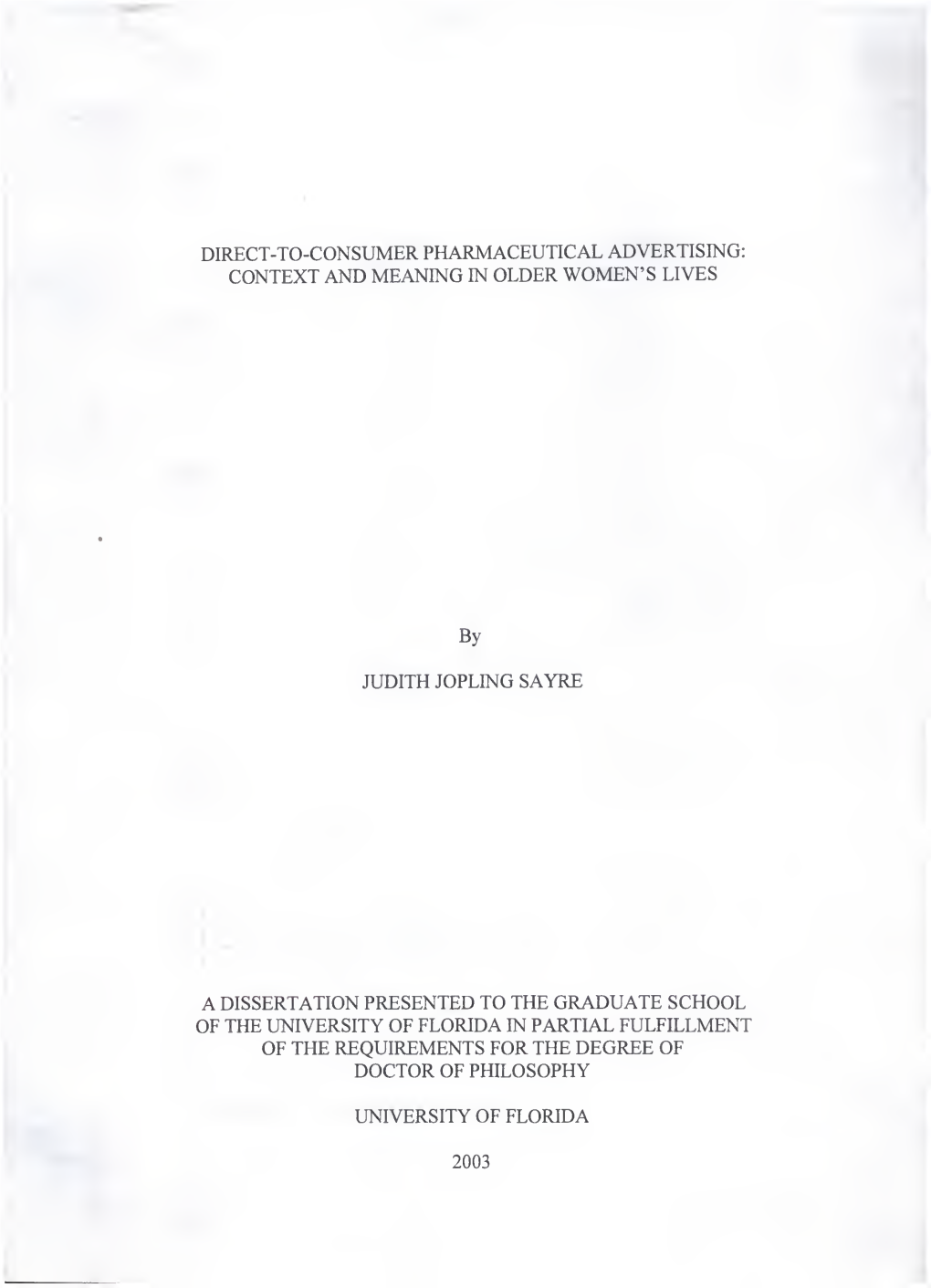 Direct-To-Consumer Pharmaceutical Advertising: Context and Meaning in Older Women's Lives