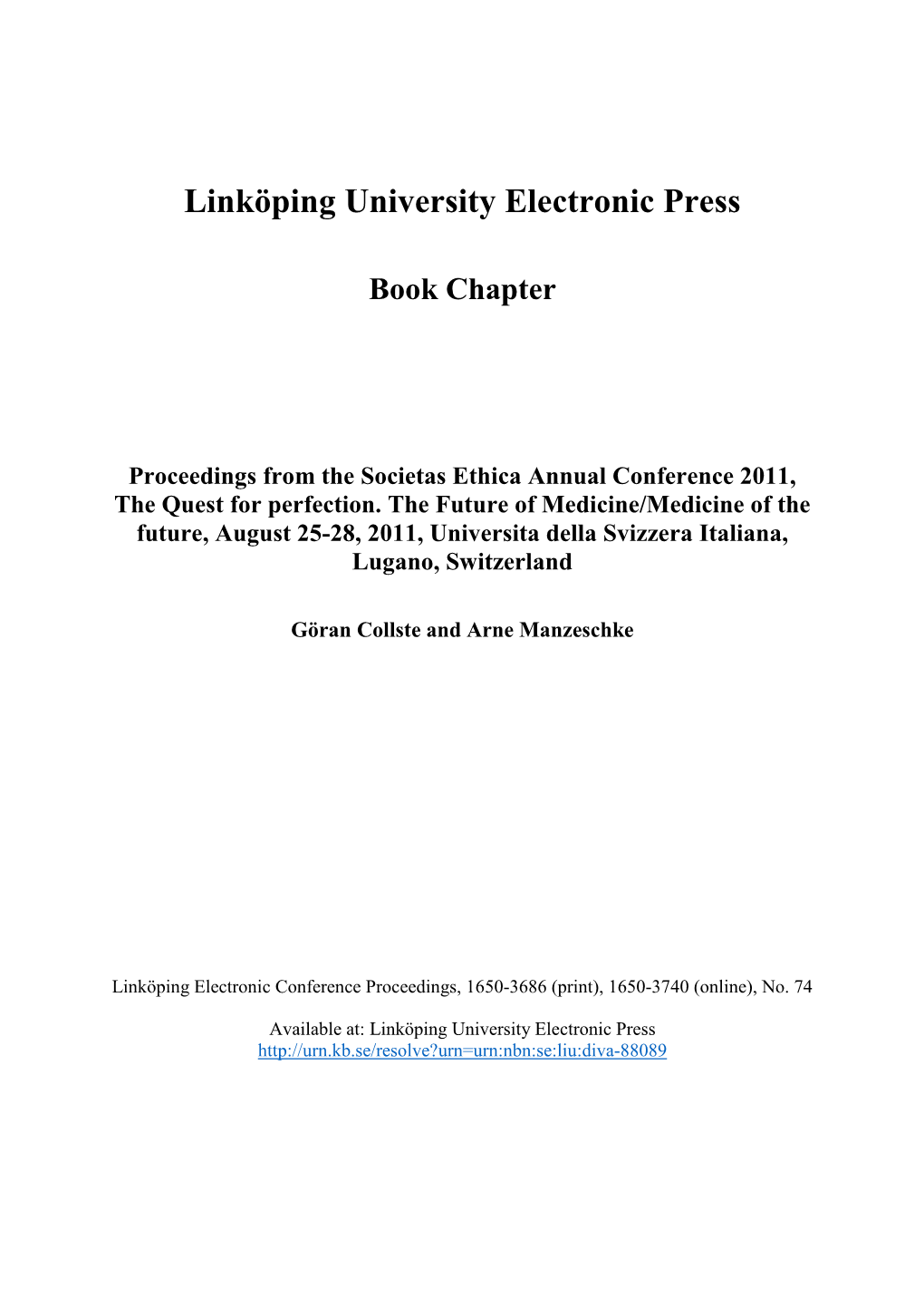Linköping University Electronic Press
