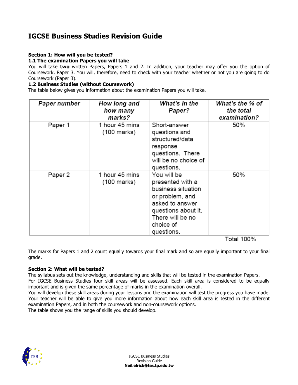 IGCSE Business Studies Revision Guide