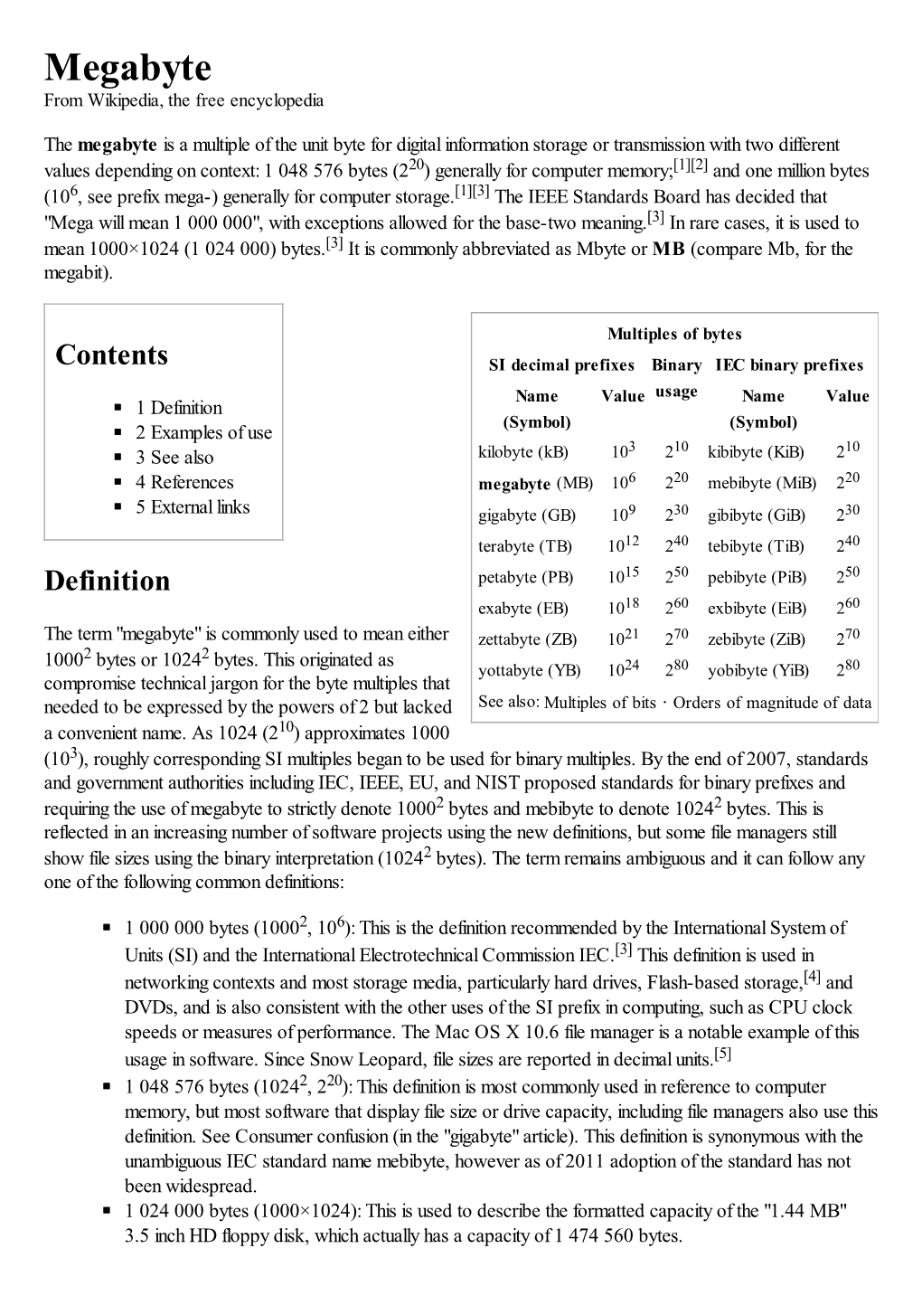 Megabyte from Wikipedia, the Free Encyclopedia