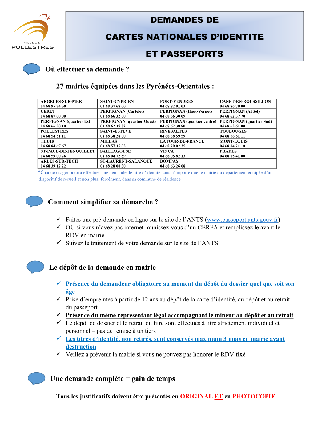 Demandes De Cartes Nationales D'identite Et Passeports