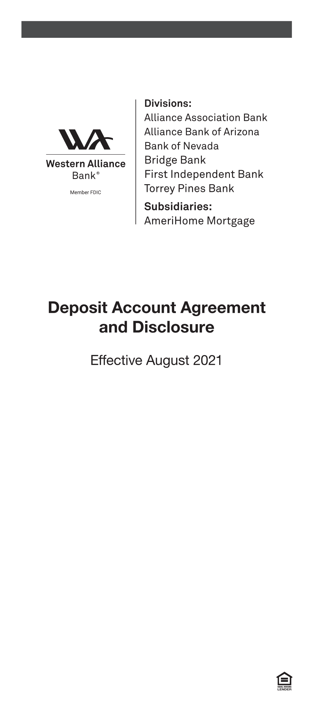 Deposit Account Agreement and Disclosure