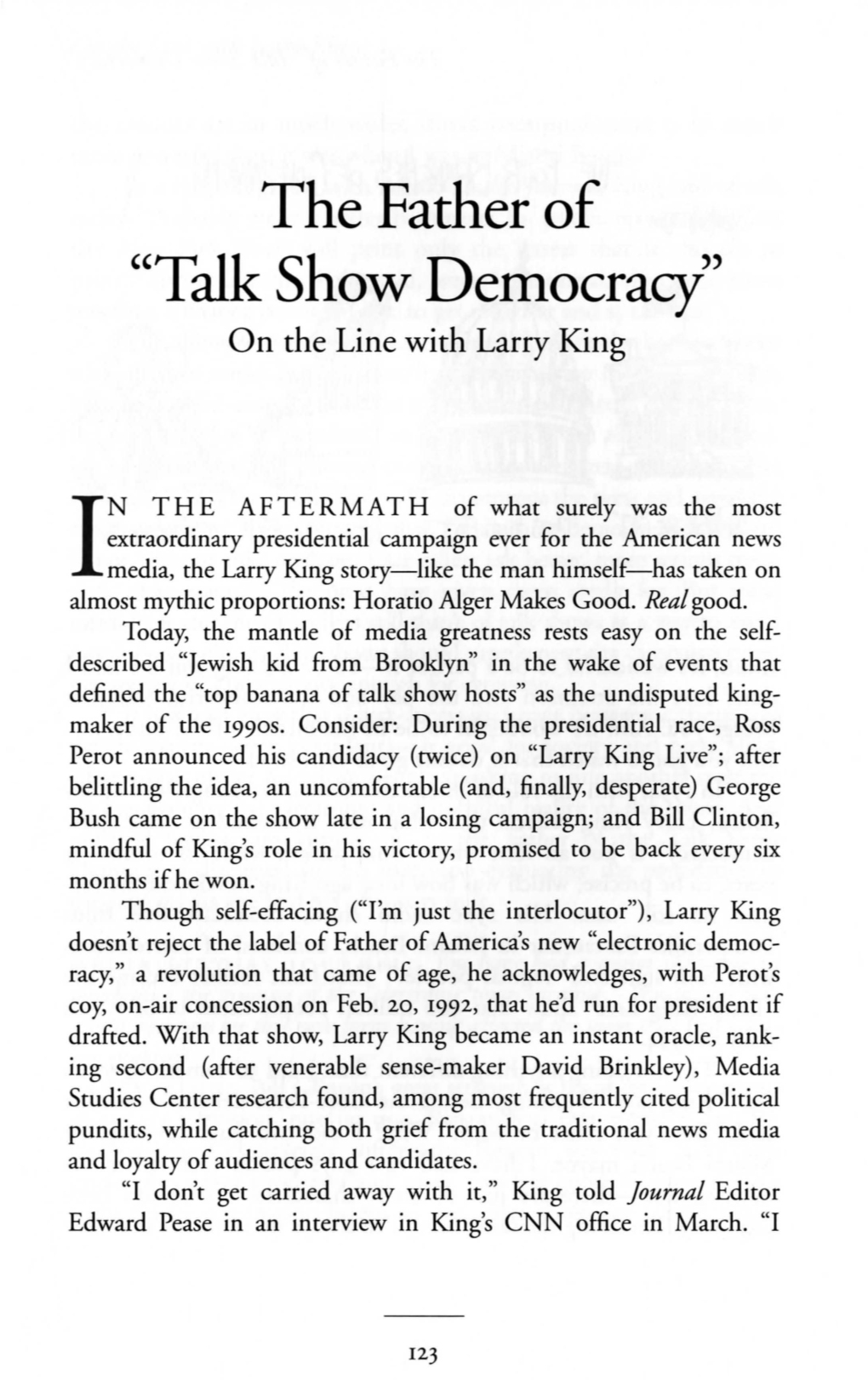 'Talk Show Democracy'—On the Line with Larry King