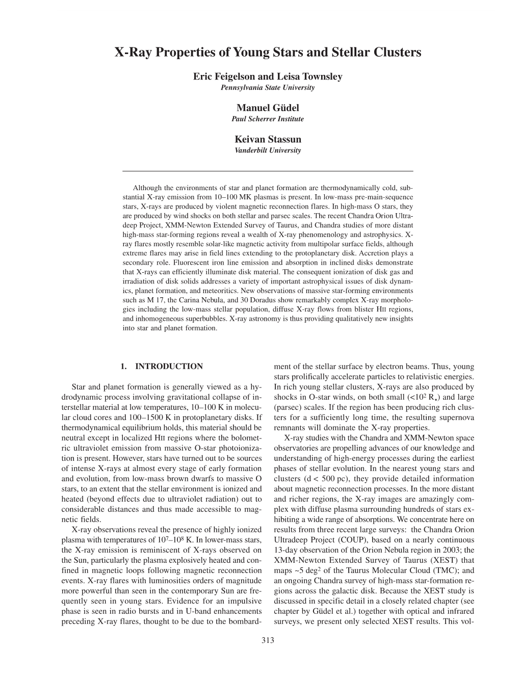 X-Ray Properties of Young Stars and Stellar Clusters 313