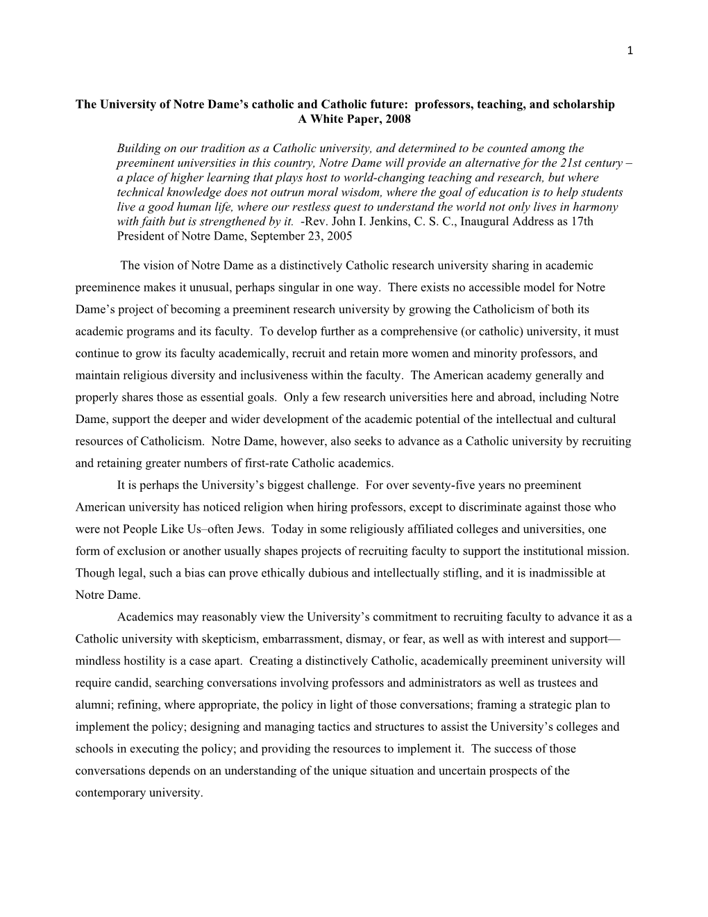 Professors, Teaching, and Scholarship a White Paper, 2008