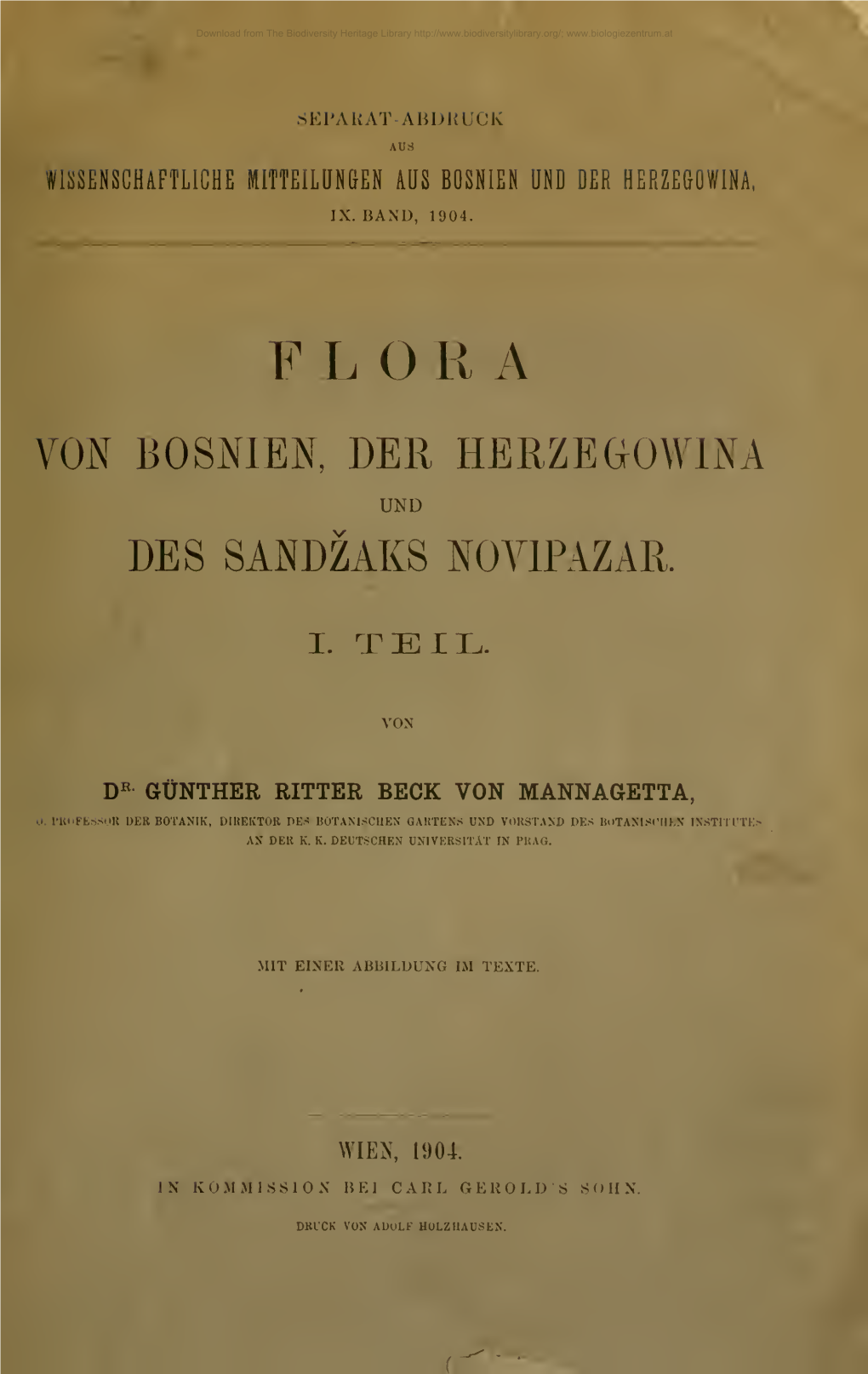 Flora Von Bosnien, Der Herzegowina Und Des Sandzaks Novipazar