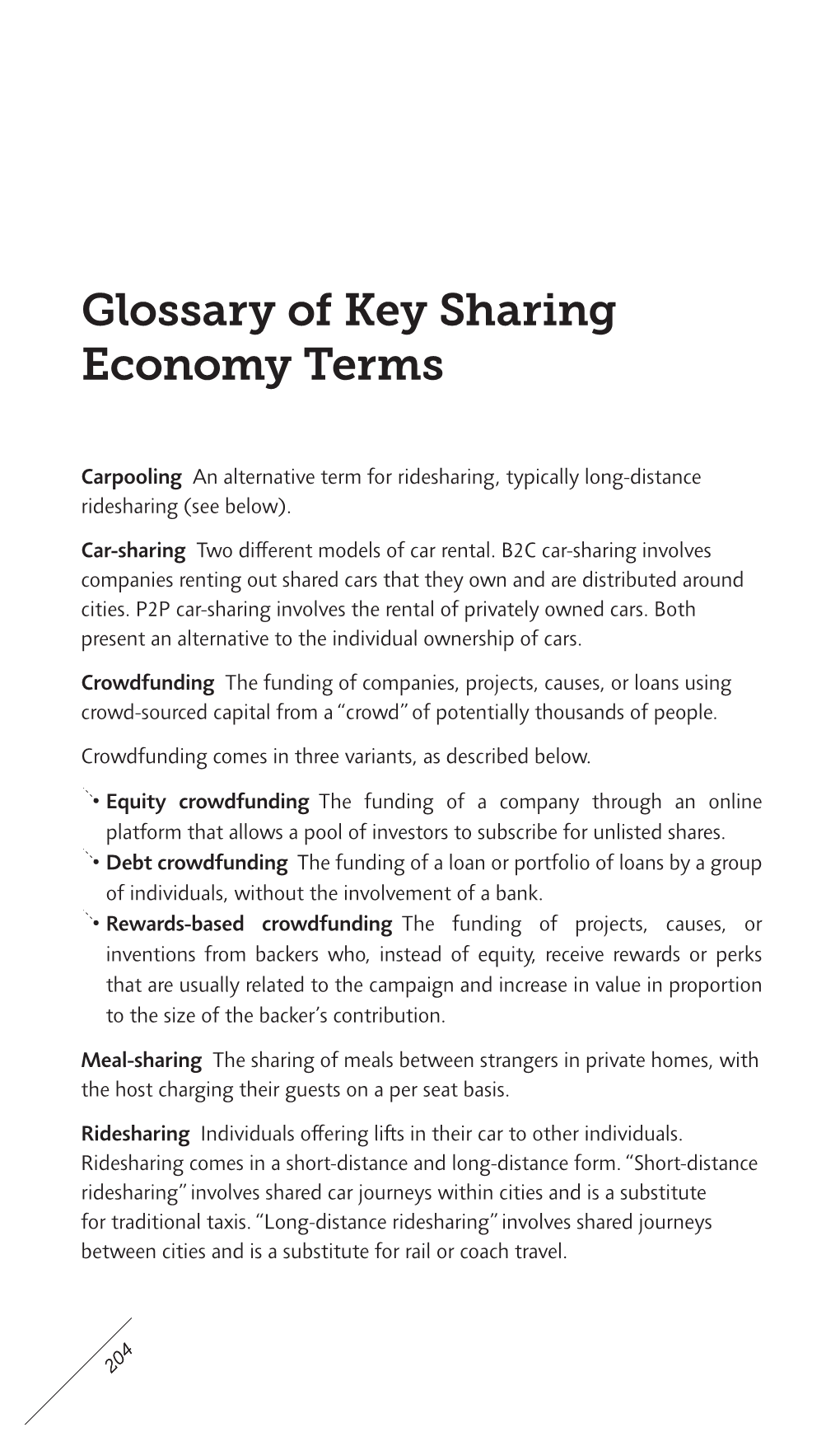 Glossary of Key Sharing Economy Terms