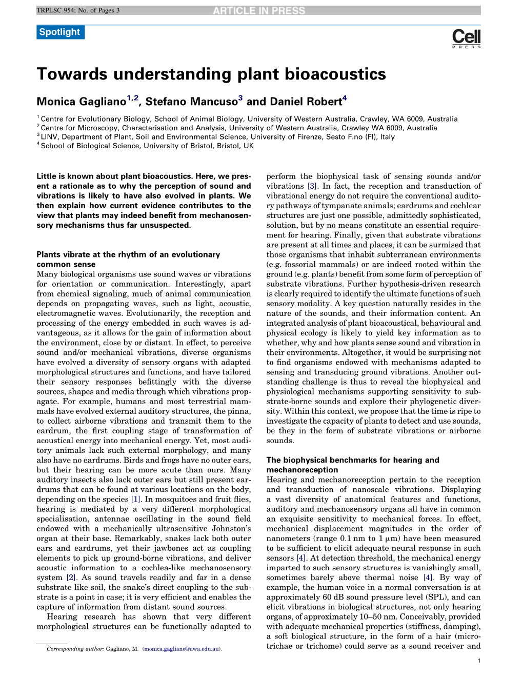 Towards Understanding Plant Bioacoustics