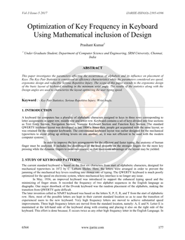 Optimization of Key Frequency in Keyboard Using Mathematical Inclusion of Design