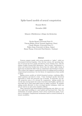 Spike-Based Models of Neural Computation