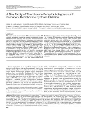 A New Family of Thromboxane Receptor Antagonists with Secondary Thromboxane Synthase Inhibition